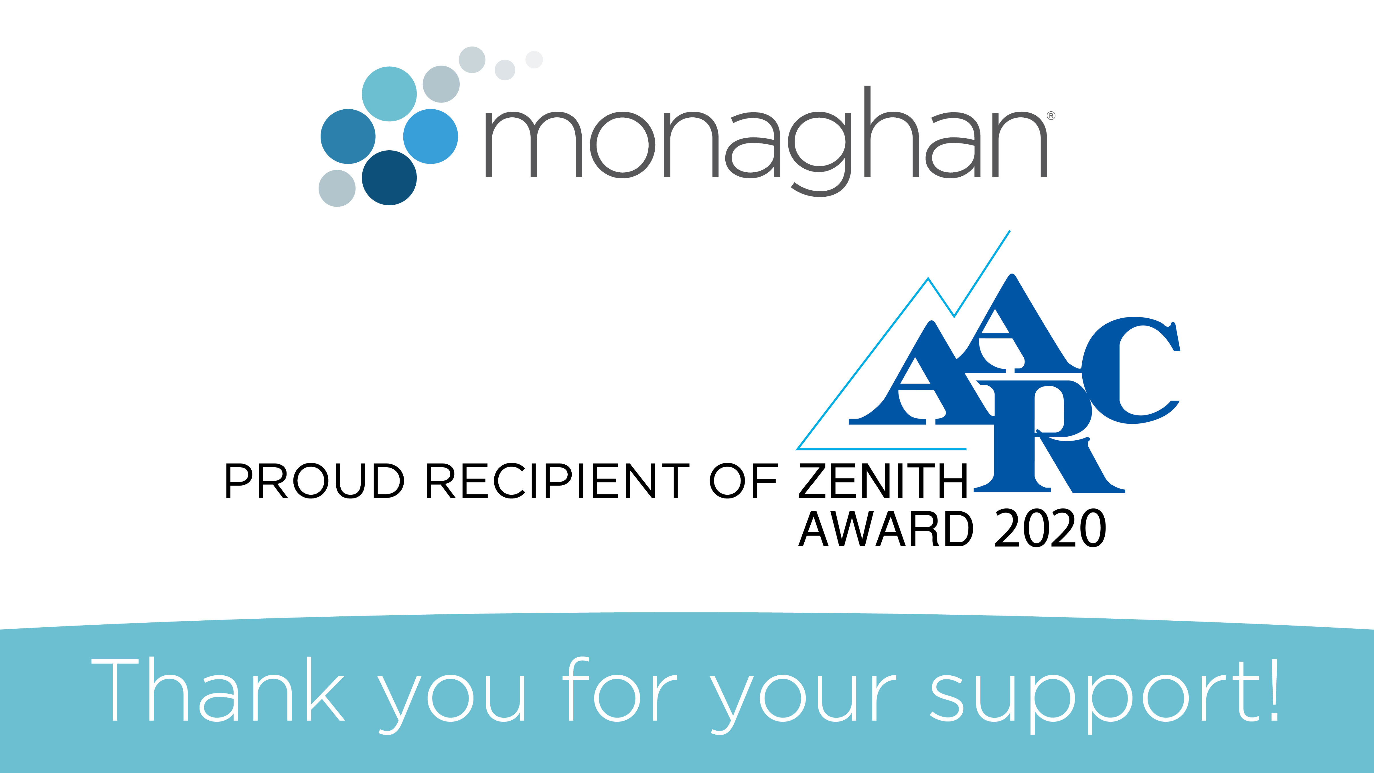 Monaghan - Proud recipient of Zenith Award 2020, AARC